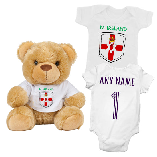 Northern Ireland Personalised Matching Teddy Bear Bodysuit