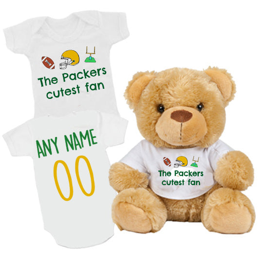 GB Packers Bear T-Shirt Cute Green Bay Teddy Bear, - Depop