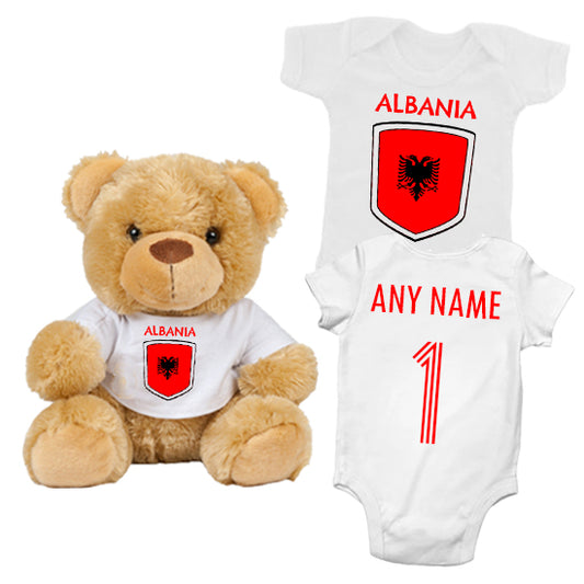 Albania Personalised Matching Teddy Bear & Bodysuit