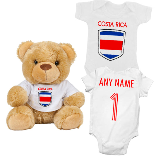 Costa Rica Personalised Matching Teddy Bear & Bodysuit