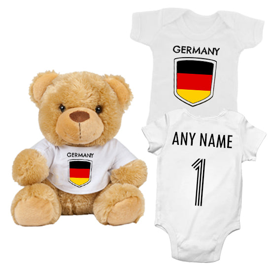 Germany Personalised Matching Teddy Bear & Bodysuit