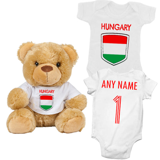 Hungary Personalised Matching Teddy Bear & Bodysuit