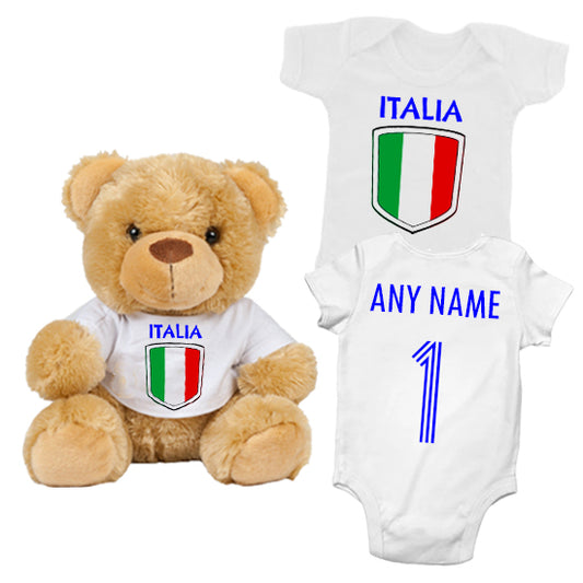 Italy Personalised Matching Teddy Bear & Bodysuit