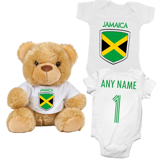 Jamaica Personalised Matching Teddy Bear & Bodysuit