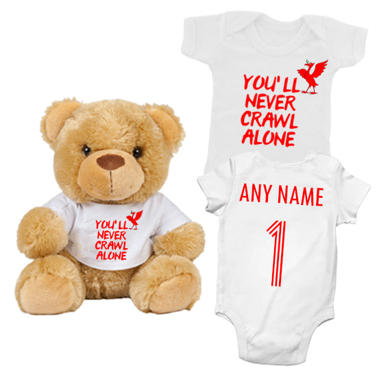 You'll Never Crawl Alone Personalised Matching Teddy Bear & Bodysuit