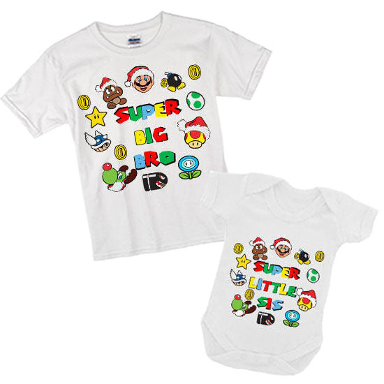 Super Mario Christmas Matching Siblings Set