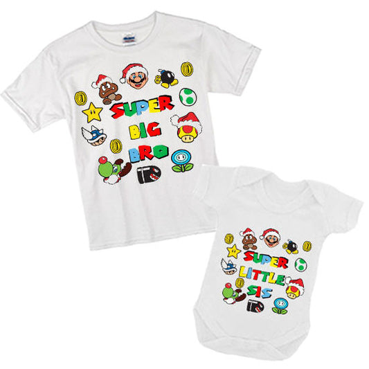 Super Mario Christmas Matching Siblings Set