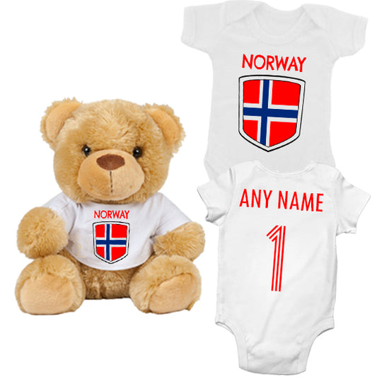 Norway Personalised Matching Teddy Bear & Bodysuit