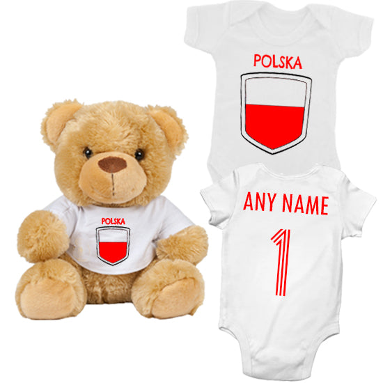 Poland Personalised Matching Teddy Bear & Bodysuit