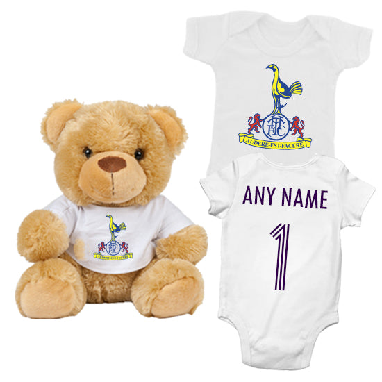 Tottenham Hotspur Retro Personalised Matching Teddy Bear & Bodysuit