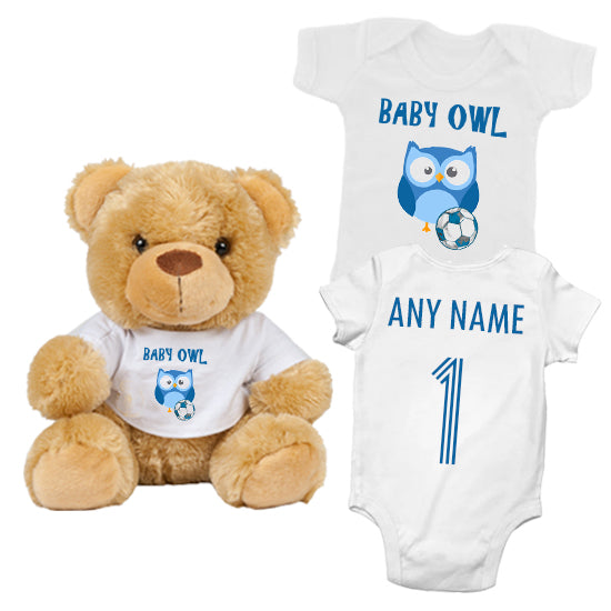 Baby Owl Personalised Matching Teddy Bear & Bodysuit