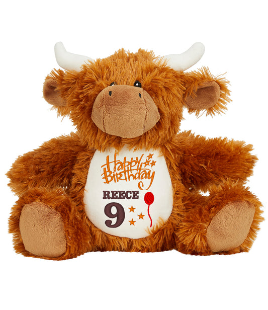 Happy Birthday Personalised Highland Cow