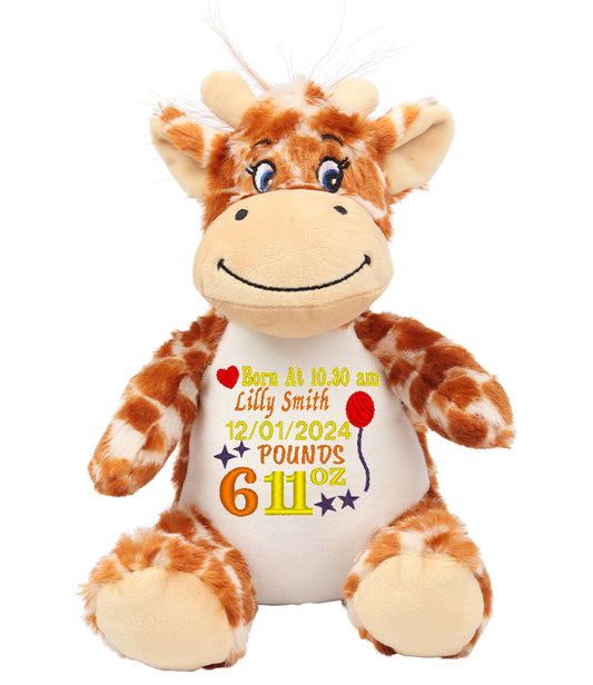 Newborn Celebration Personalised Giraffe