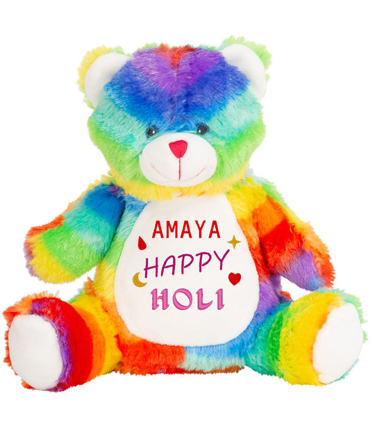 Happy Holi Personalised Rainbow Bear