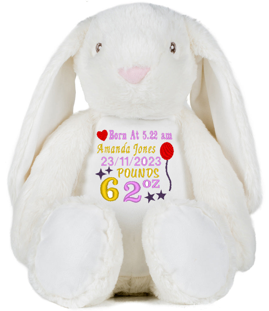 Newborn Celebration Personalised White Bunny