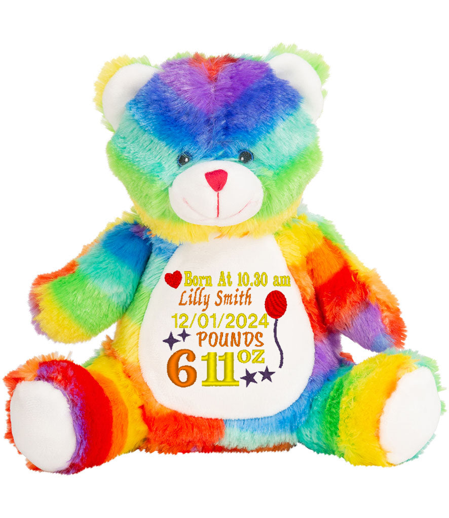 Newborn Celebration Personalised Rainbow Bear