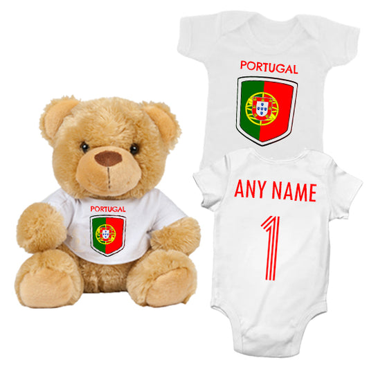 Portugal Personalised Matching Teddy Bear & Bodysuit