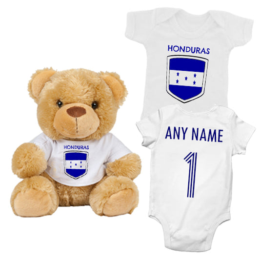 Honduras Personalised Matching Teddy Bear & Bodysuit