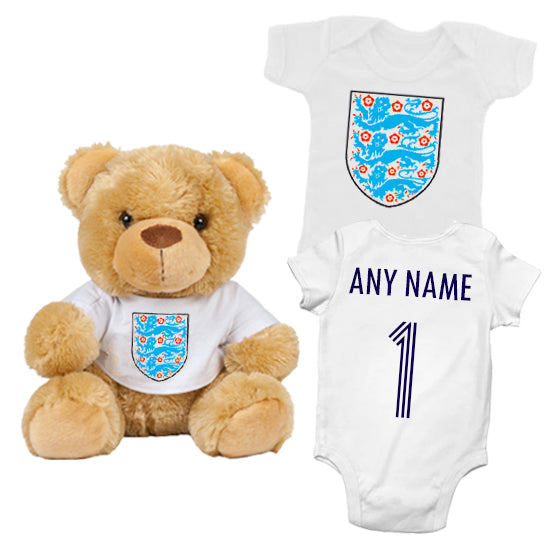 England Personalised Matching Teddy Bear & Bodysuit