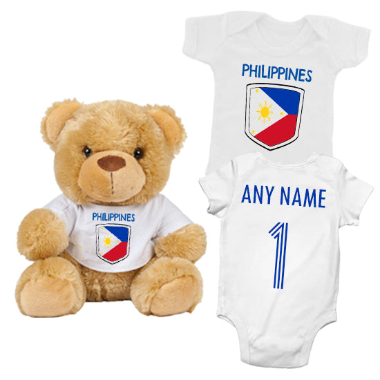 Philippines Personalised Matching Teddy Bear & Bodysuit