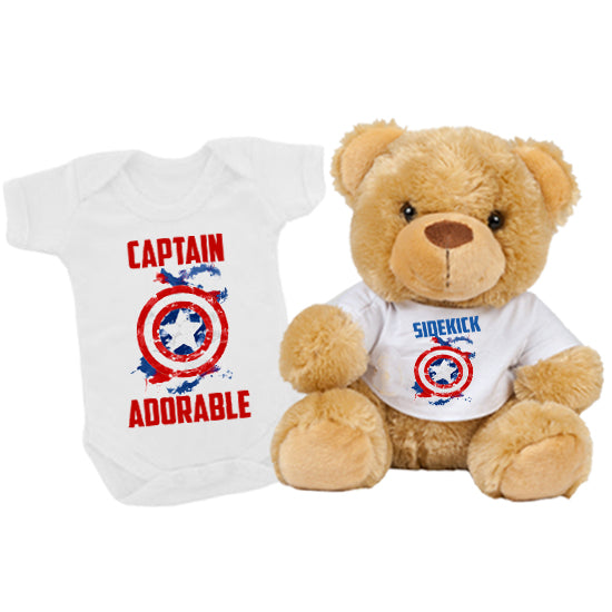 Captain Adorable & Sidekick Matching Teddy Bear & Bodysuit Set