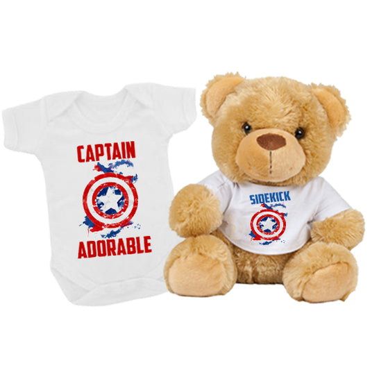 Captain Adorable & Sidekick Matching Teddy Bear & Bodysuit Set