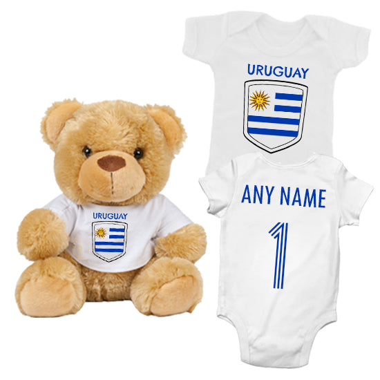 Uruguay Personalised Matching Teddy Bear & Bodysuit