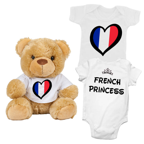 French Princess Matching Teddy Bear & Bodysuit