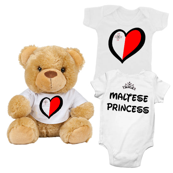 Maltese Princess Matching Teddy Bear & Bodysuit