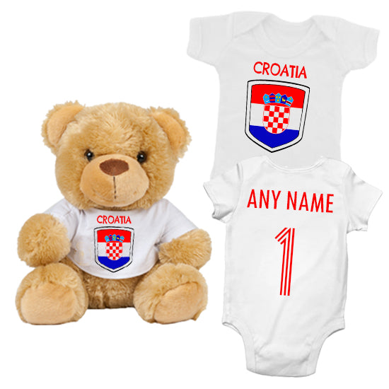 Croatia Personalised Matching Teddy Bear & Bodysuit