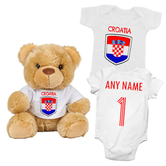 Croatia Personalised Matching Teddy Bear & Bodysuit