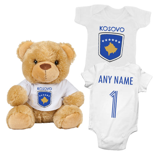 Kosovo Personalised Matching Teddy Bear & Bodysuit