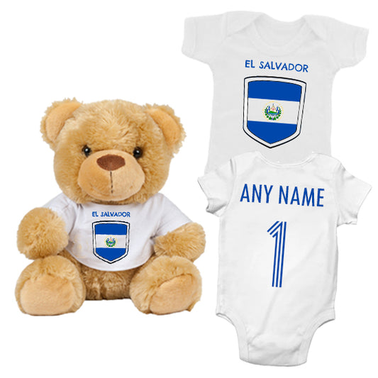 El Salvador Personalised Matching Teddy Bear & Bodysuit