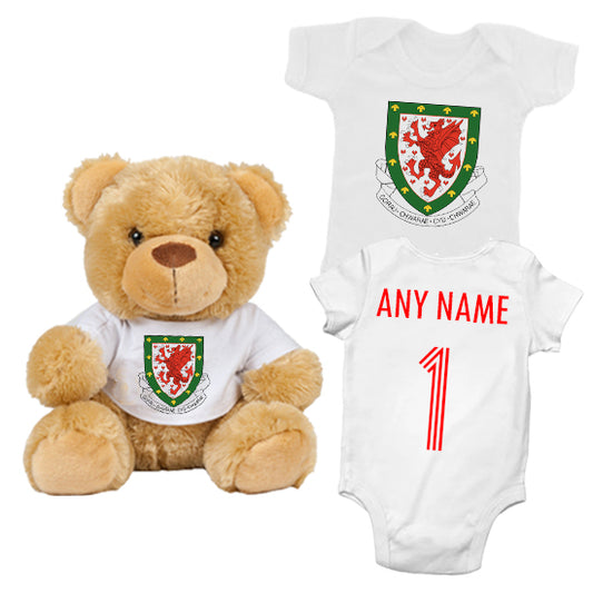 Wales Personalised Matching Teddy Bear & Bodysuit