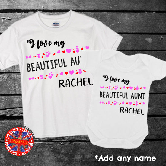 Personalised "I Love My Beautiful Aunt" T-shirt Bodysuit