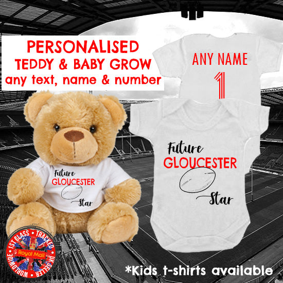 Future Gloucester Star Personalised Matching Teddy Bear & Bodysuit