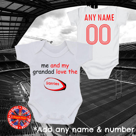 Me & My Grandad Love The Sarries Personalised Bodysuit