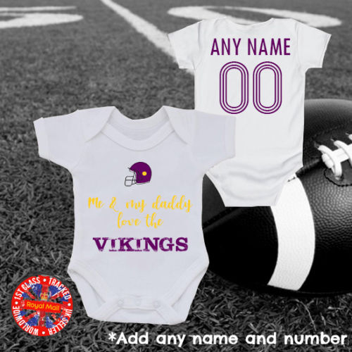 Me & My Daddy Love The Vikings Personalised Bodysuit