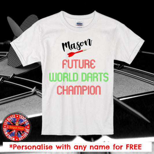 "Future Worlds Darts Champion" Personalised t-shirt