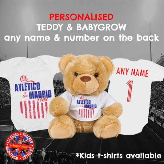 Atlético Madrid Personalised Matching Teddy Bear & Bodysuit