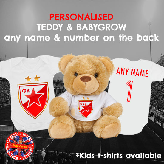 Red Star Belgrade Personalised Matching Teddy Bear & Bodysuit