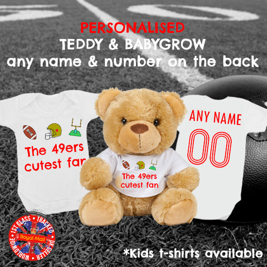 49ers Cutest Fan Personalised Matching Teddy Bear & Bodysuit