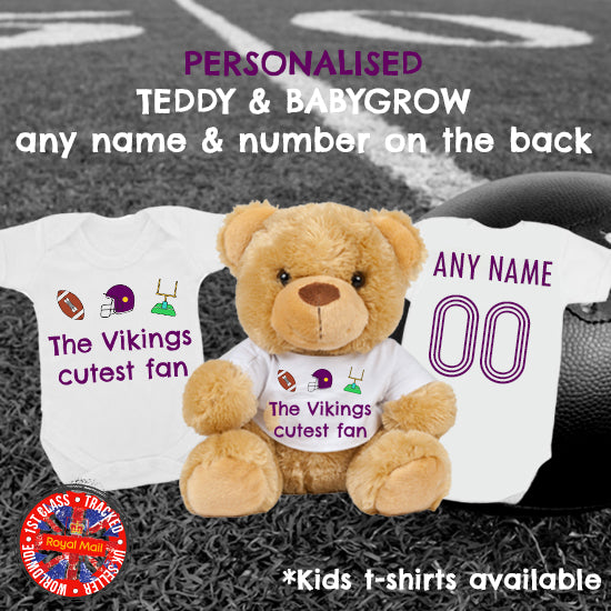 Vikings Cutest Fan Personalised Matching Teddy Bear & Bodysuit