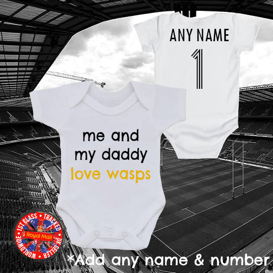 Me & My Daddy Love Wasps Personalised Bodysuit