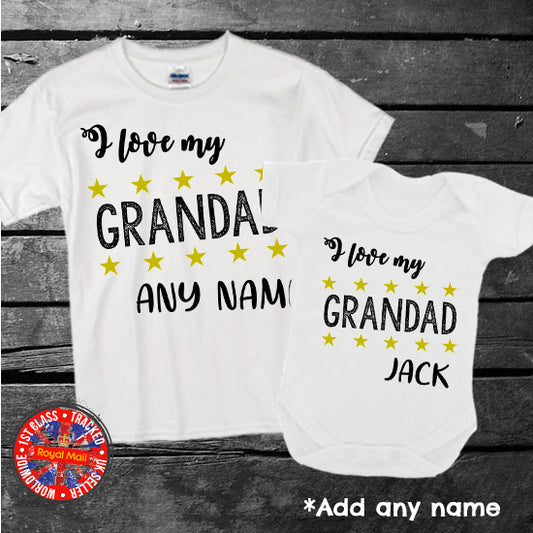 Personalised "I Love My Grandad" T-shirt Bodysuit