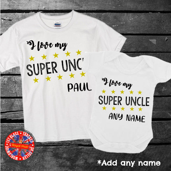 Personalised "I Love My Super Uncle" T-shirt Bodysuit