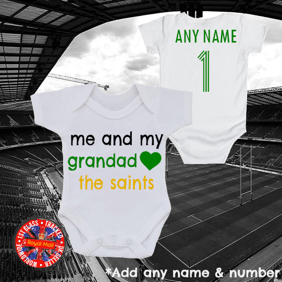 Me & My Grandad Love The Saints Personalised Bodysuit