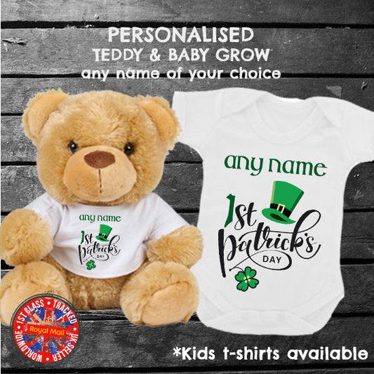 St. Patricks Day Personalised Matching Teddy Bear & Garment