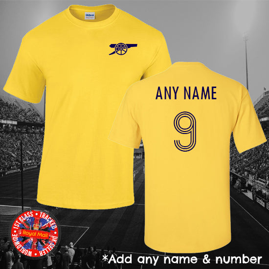 Arsenal Personalised Yellow Retro T-shirt