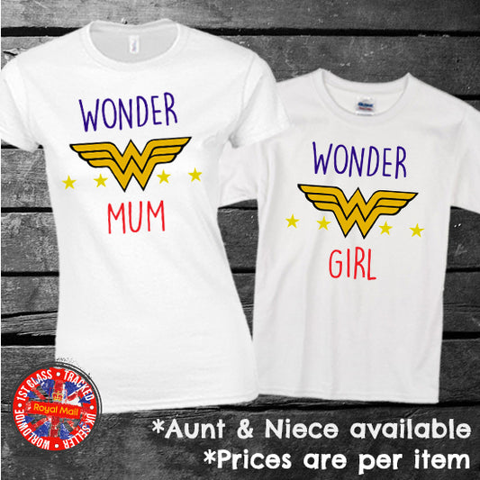 Wonder Woman Mum Aunt Girl Niece Matching T-shirt